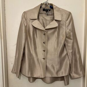 Elegant Beige Women's Jacket and Skirt Set by Kasper